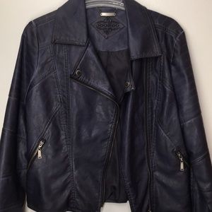 Dark blue leather Sax Fifth Ave. leather jacket